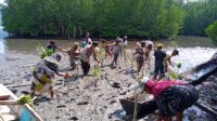 Cegah Abrasi Pantai, Polsek Wakap Tanam Pohon Mangrove di Desa Loe