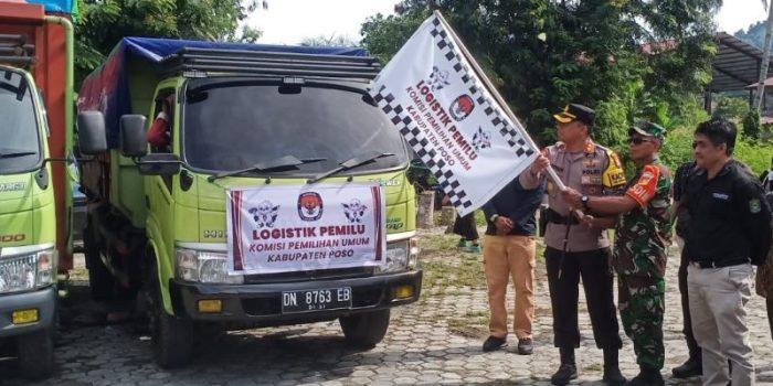 Wakili Dandim, Kasdim 1307/Poso Hadiri Apel Bersama dan Pelepasan Logistik Pemilu 2024