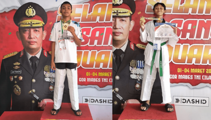 Putra-Putri Pasangan Anggota Polres Touna Sukses Raih Medali Emas pada Kejurnas Taekwondo Kapolri Cup 5