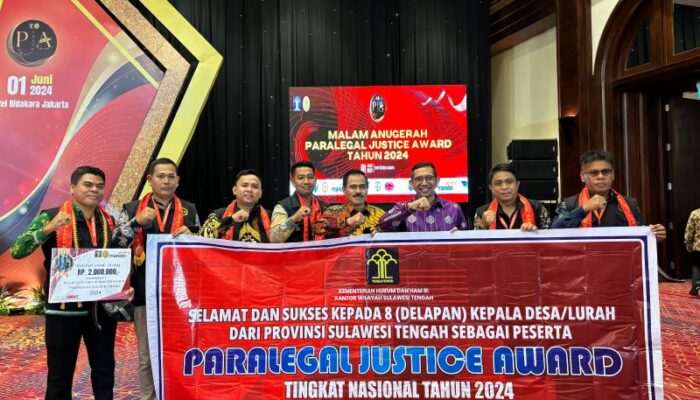Membanggakan 8 Kades/Lurah di Sulteng Raih Penghargaan Non Litigation Peacemaker, 1 Diantaranya Terbaik 1 Favorit Publik Pada PJA Award 2024