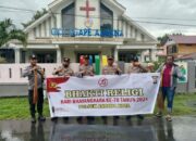 Sambut Hari Bhayangkara Ke-78, Polsek Ampana Kota Gelar Baksos Religi di Gereja Kemah Injil Indonesia