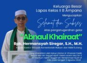 Keluarga Besar Lapas Kelas IIB Ampana Mengucapkan Selamat dan Sukses Kepada Kakanwil Kemenkumham Sulteng Atas Penganugerahan Gelar Abnaulkhairaat