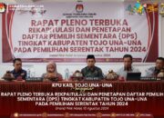 Rapat Pleno Terbuka Rekapitulasi dan Penetapan DPS Tingkat Kabupaten Tojo Una-Una pada Pemilihan Serentak Tahun 2024