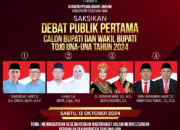 Saksikan Debat Publik Pertama Calon Bupati dan Wakil Bupati Tojo Una-Una pada Pemilihan Serentak Tahun 2024