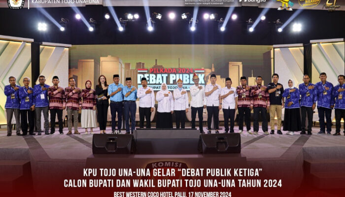 KPU Gelar Debat Publik Ketiga Calon Bupati dan Wakil Bupati Tojo Una-Una Tahun 2024 di Best Western Coco Hotel Palu