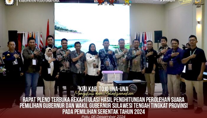 Rapat Pleno Terbuka Rekapitulasi Hasil Penghitungan Perolehan Suara Pemilihan Gubernur dan Wakil Gubernur Sulawesi Tengah
