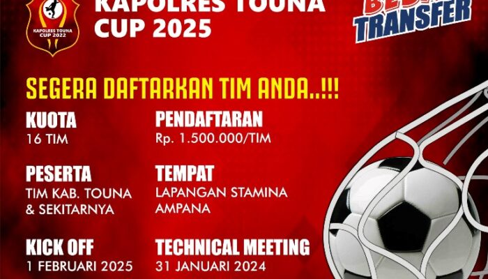 Open Turnamen Kapolres Touna Cup Siap Digelar Awal Februari 2025, Total Bonus 30 Juta Rupiah