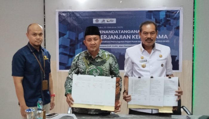 Bupati Ilham Lawidu Tandatangani PKS OP4D antara DJP, DPJK dan Pemda