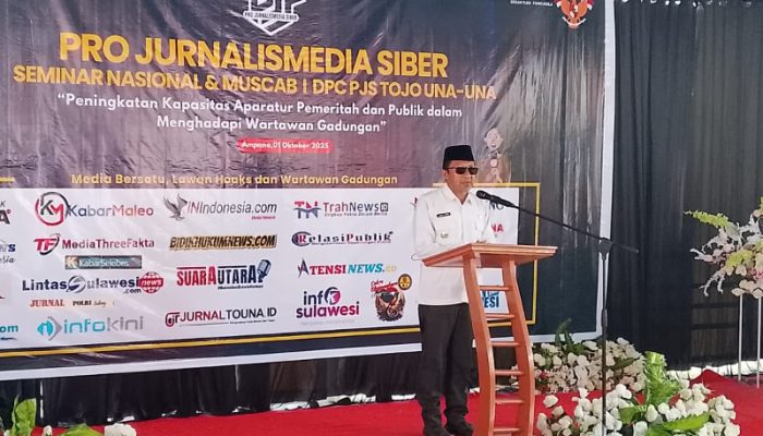 Hadiri Seminar Nasional DPD PJS Touna, Bupati Ilham Lawidu: Wartawan Mitra Kerja Pemerintah Daerah, Bukan Lawan