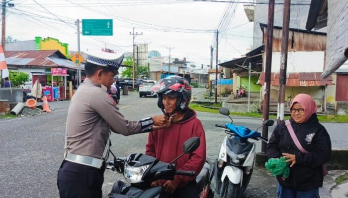 Wujudkan Tertib Lalu Lintas, Sat Lantas Touna Gelar Strong Point Pagi Secara Masif