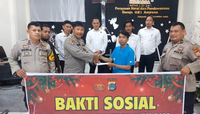 Jelang Nataru, Kasiwas Polres Touna Pimpin Bakti Sosial dan Sosialisasi Kamtibmas di Sejumlah Gereja