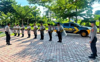 Asah Kesiapsiagaan, Kasat Samapta Polres Touna Pimpin Latihan Pengendalian Massa