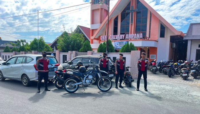 Patroli Gereja Sat Samapta Polres Touna Jaga Keamanan Ibadah Minggu