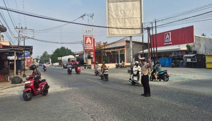 Satlantas Polres Touna Intensifkan Strong Point Pagi di Ampana Kota